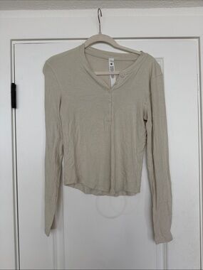 Lululemon Long-Sleeve Henley Top -Beige